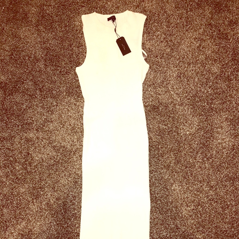 Rag & Bone large herringbone ribbed dress white